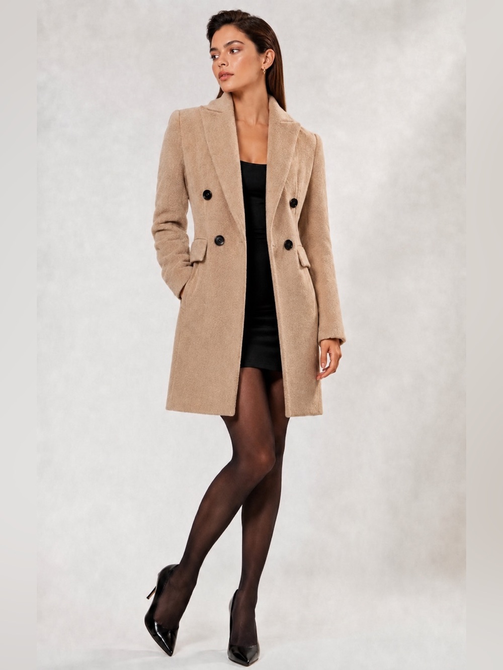 Kenneth Lynn Korean Designer Luxury Wool Blend Overcoat Double-Breasted Coat - S